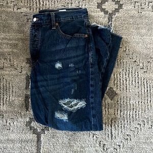 Oldnavy high rise, slouchy straight distressed pants, size 14